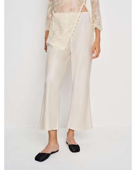 Reformation Natural Gale Satin Mid Rise Capri Pant