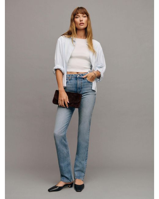 Reformation Black Jax Stretch High Rise Straight Jeans