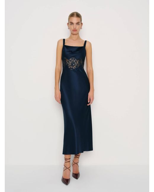 Reformation Blue Evelyne Silk Dress 0