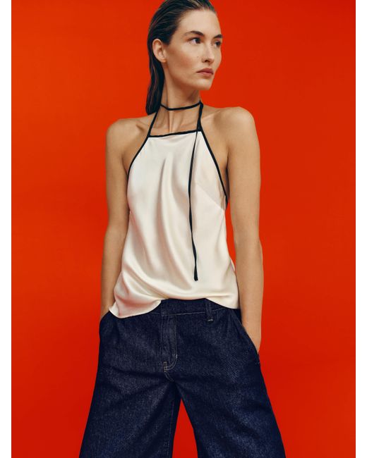 Reformation Orange Suzette Silk Twill Top