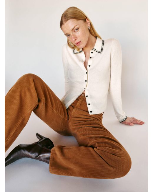 Reformation Brown Florentina Cashmere Collared Cardigan