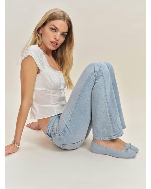 Reformation Blue Suzanne Ballet Flat