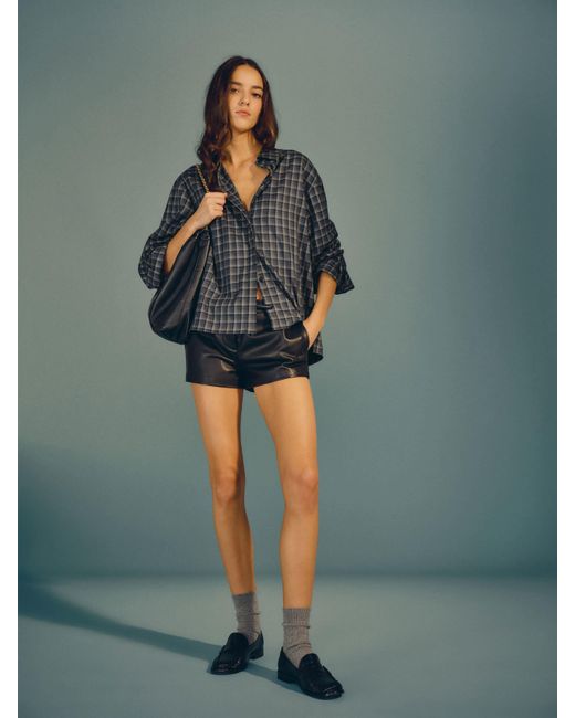 Reformation Green Andy Oversized Shirt Plaid