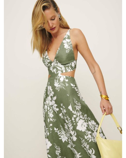 Reformation Green Samara Linen Dress 10