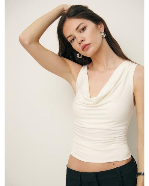 Reformation White Darla Knit Top