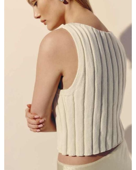 Reformation Natural Callie Cotton Ribbed Sweater Tank Top