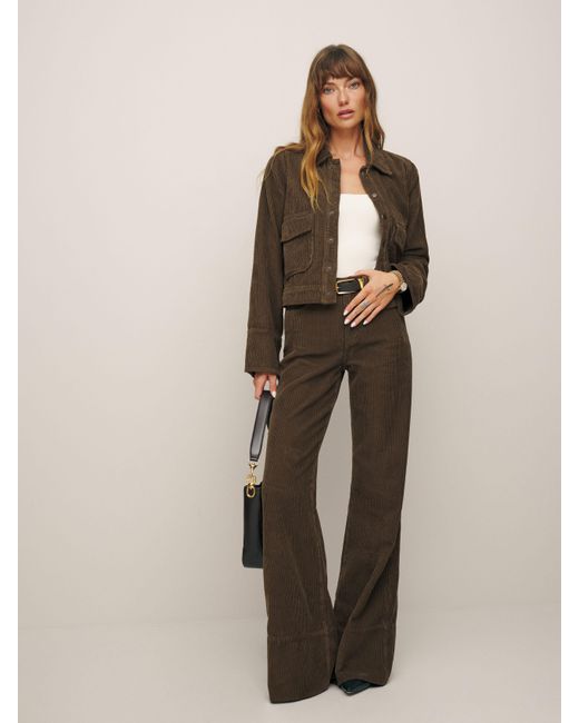 Reformation Natural Penney High Rise Relaxed Flare Corduroy Pants