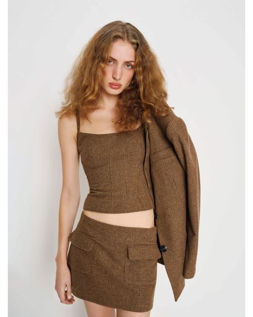 Reformation Brown Hattie Top Check 0