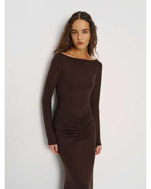 Reformation Alara Knit Dress in Brown | Lyst Reformation Alara Knit Dress in Brown | Lyst