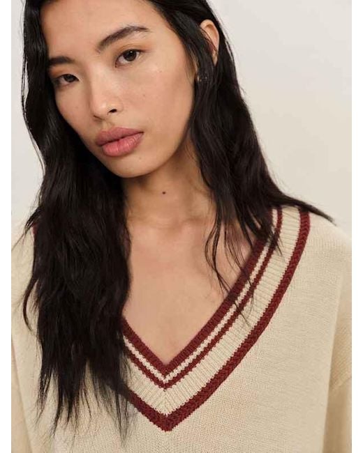 Reformation Black Sienna Oversized Cotton V Neck Sweater