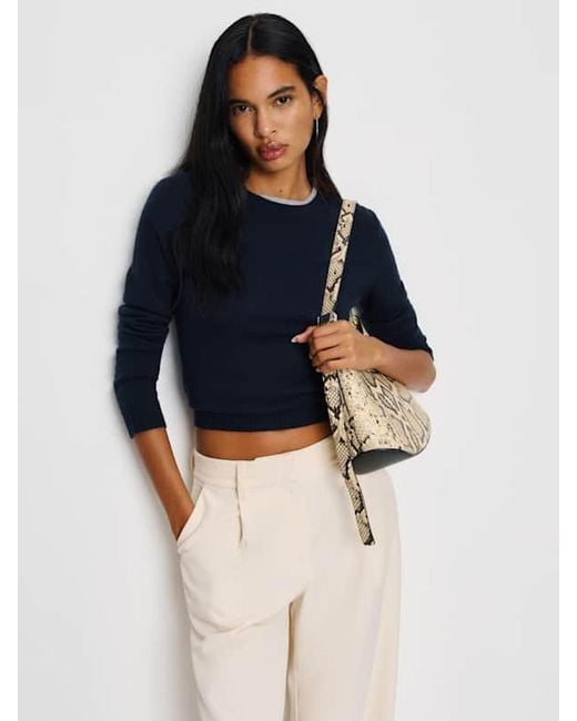 Reformation Blue Lian Cashmere Crew Sweater