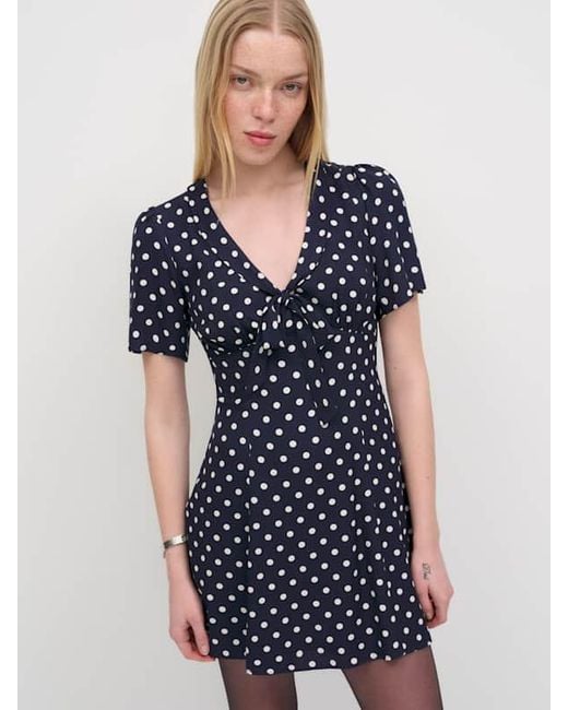 Reformation Blue Tyra Mini Dress 0