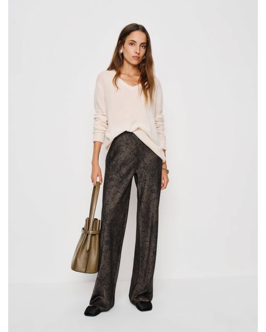 Reformation White Petites Gale Satin Mid Rise Bias Pant