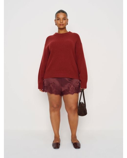 Reformation Red Fern Satin Short Es