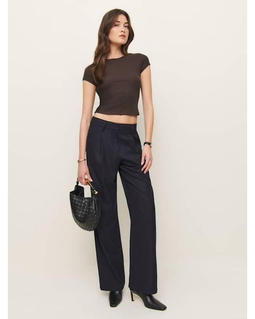 Reformation Gray Cropped Fitted Muse Tee
