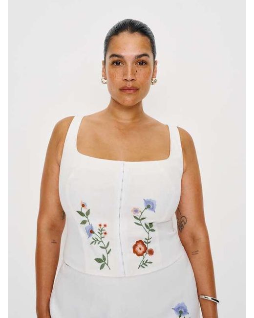 Reformation White Juliet Linen Top Es