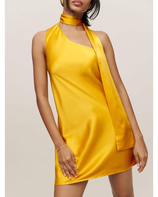 Reformation Yellow Keagan Silk Dress