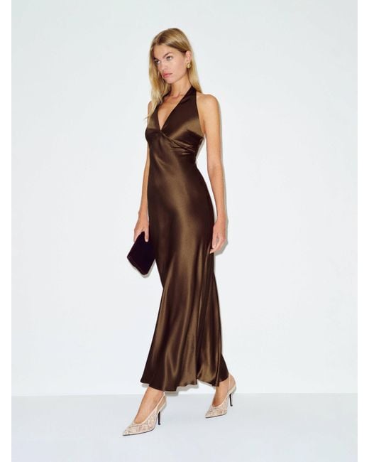 Reformation Daniela Silk Dress 2 in Brown | Lyst Reformation Daniela Silk Dress 2 in Brown | Lyst