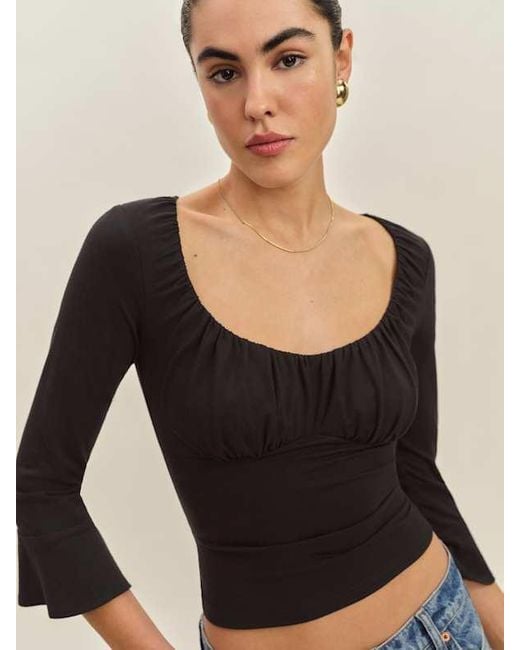 Reformation Black Effie Knit Top