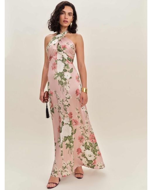 Reformation Pink Veria Silk Dress