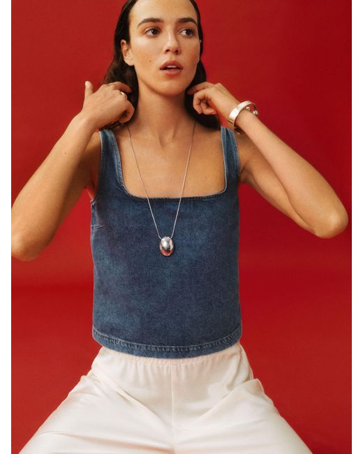 Reformation Red Kaia Denim Top