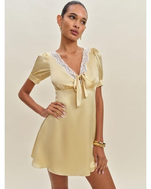 reformation yellow silk dress Rent Anaiis Gold Wedding & Party Look Versatile Center of attention. Silk maxi dress Reformation Yellow