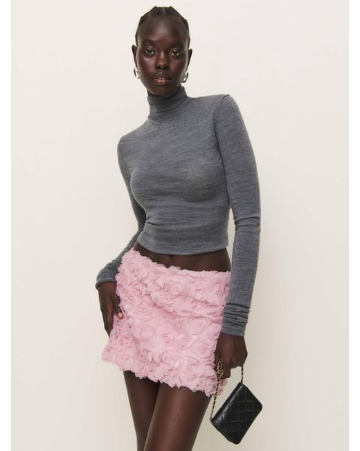 Reformation Gray Carla Low Waist Skirt Rose 2