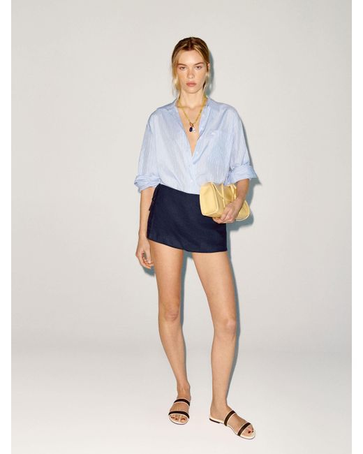 Reformation Blue Eli Oversized Shirt Light Stripe