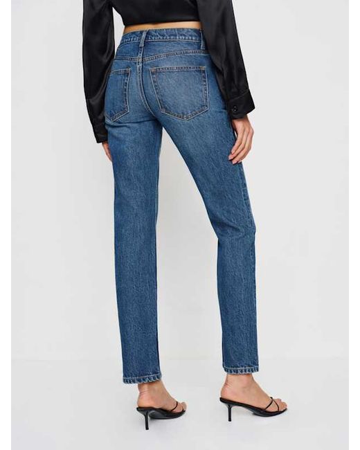 Reformation Blue Luca Stretch Low Rise Slim Straight Cropped Jeans Denim