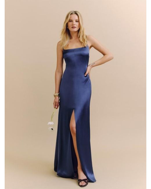 selah silk dress Reformation Selah Silk Dress | Green