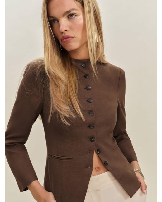 Reformation Brown Lydia Linen Jacket