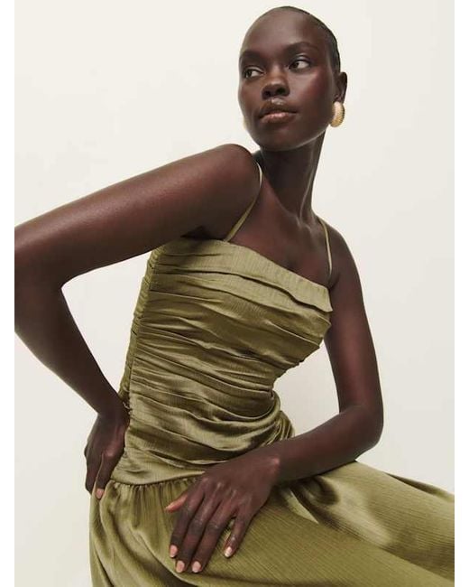 Reformation Green Zeya Satin Dress