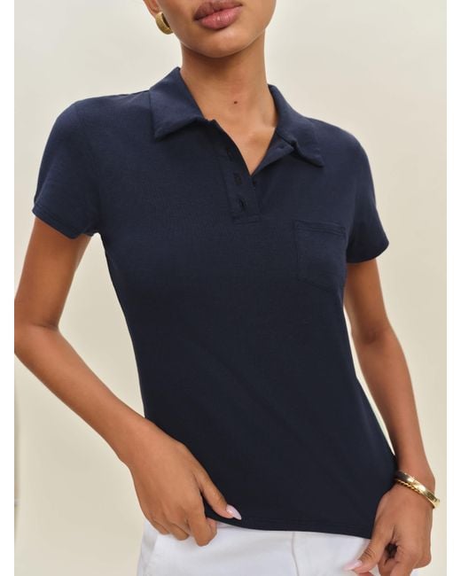 Reformation Blue Louie T-Shirt Polo
