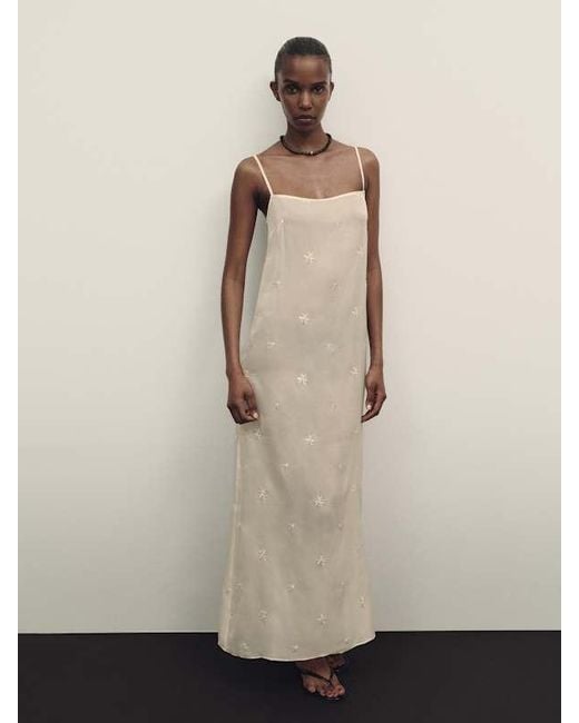 Reformation Natural Fabiana Dress Embellished