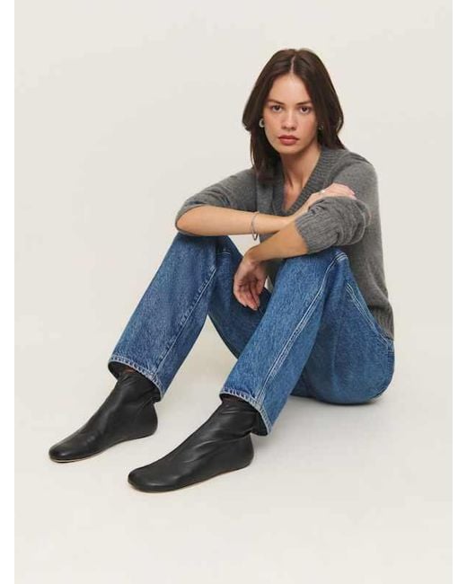 Reformation Black Payton Stretch Bootie