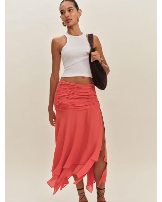 Reformation Red Julianna Low Waist Skirt 2