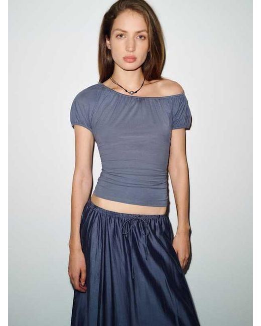 Reformation Blue Sabrina Knit Top