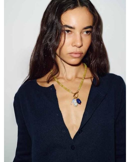 Reformation Blue Clara Cashmere Crew Cardigan