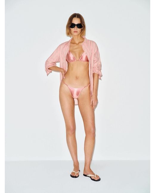 Reformation White Evie Bikini Bottom Metallic
