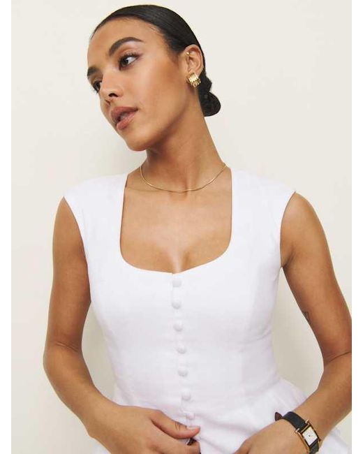 Reformation White Paolina Linen Top 0