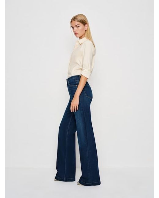Reformation Blue Bex Super Stretch High Rise Wide Leg Jeans