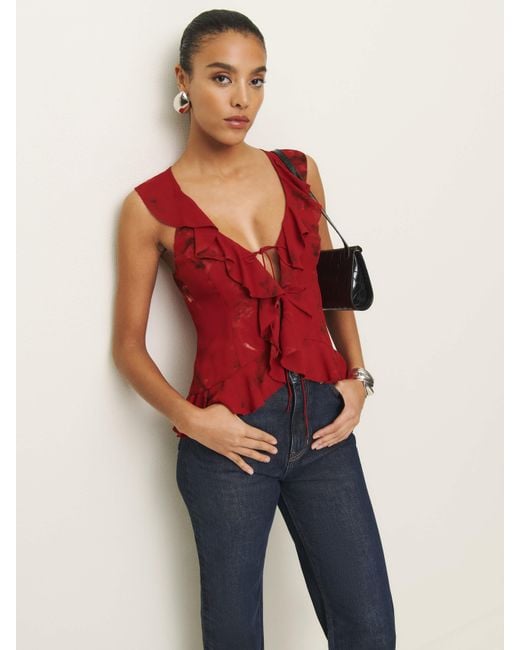Reformation Red Paulette Top 0