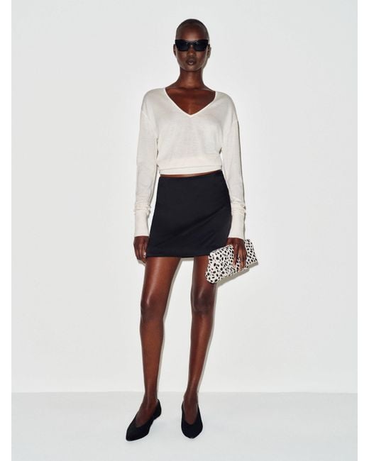 Reformation White Alexa Satin Skirt 0