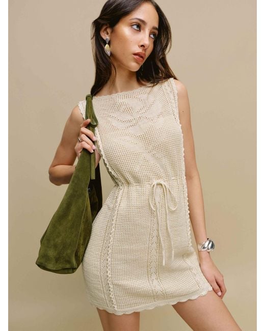 Reformation Natural Lilliana Linen Cotton Crochet Dress