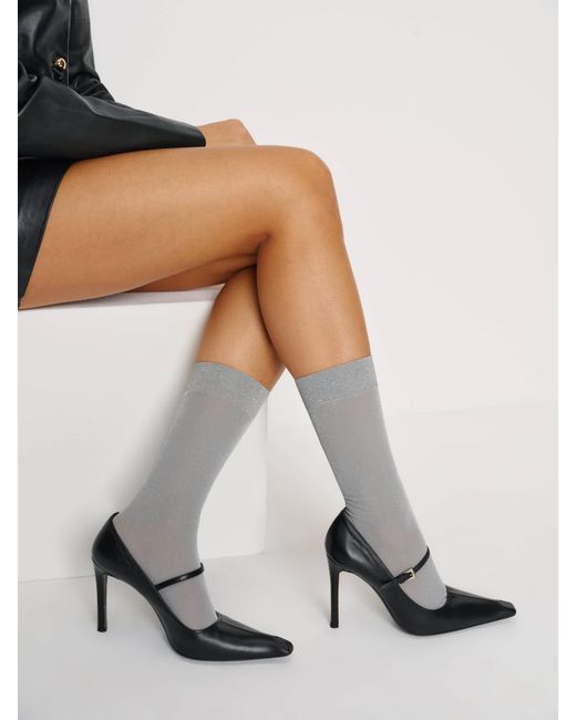Reformation White Swedish Stockings Ines Shimmery Socks Light