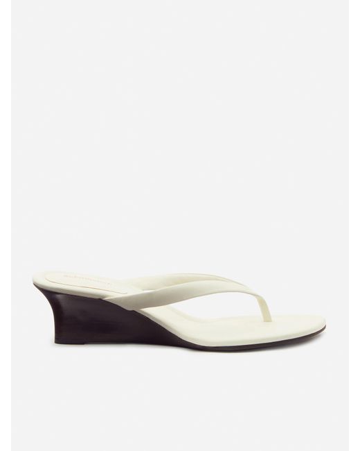 Reformation White Amelia Thong Wedge Sandal