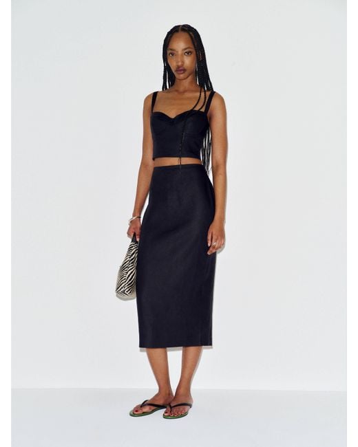 Reformation Blue Fontana Linen Two Piece 0