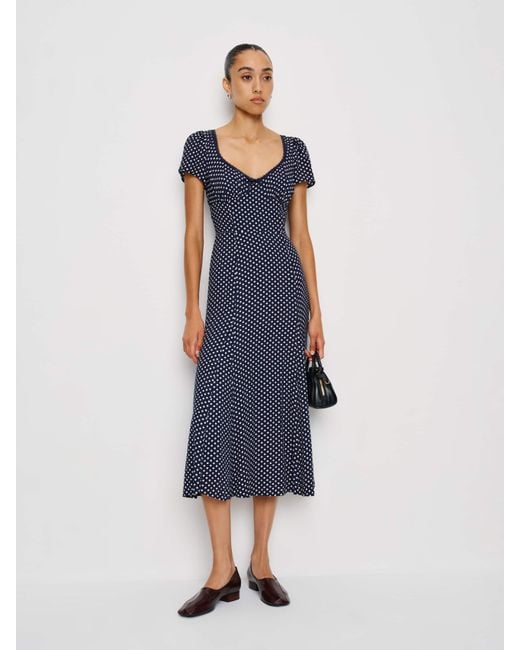 reformation afton short-sleeve a-line midi dress 2 in Blue Size:US 46 Petal & Pup Laurel facebook25