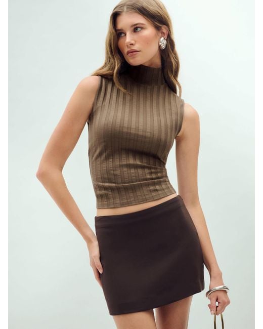 Reformation Brown Carla Low Waist Skirt 0