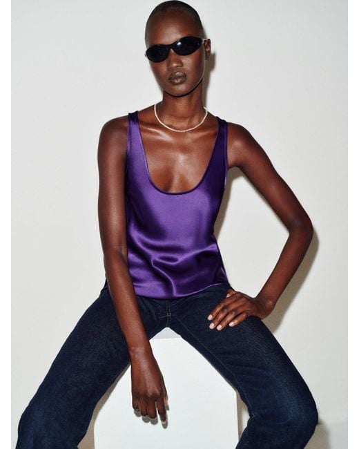Reformation Blue Veya Silk Top
